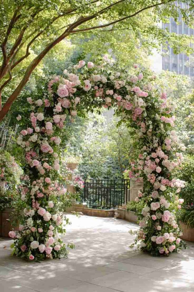 Pastel Floral Arch Picnic Entrance