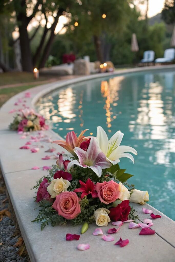 Poolside Floral Decor Setup