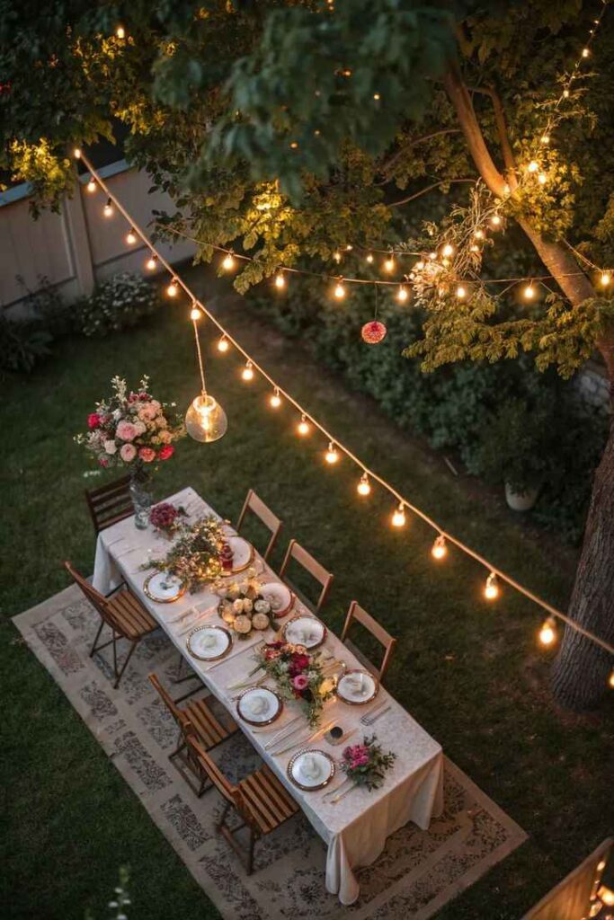 Backyard String Light Gathering