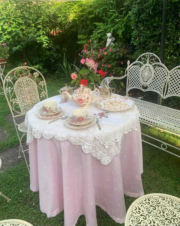 Lace and Floral Garden Tea Setup