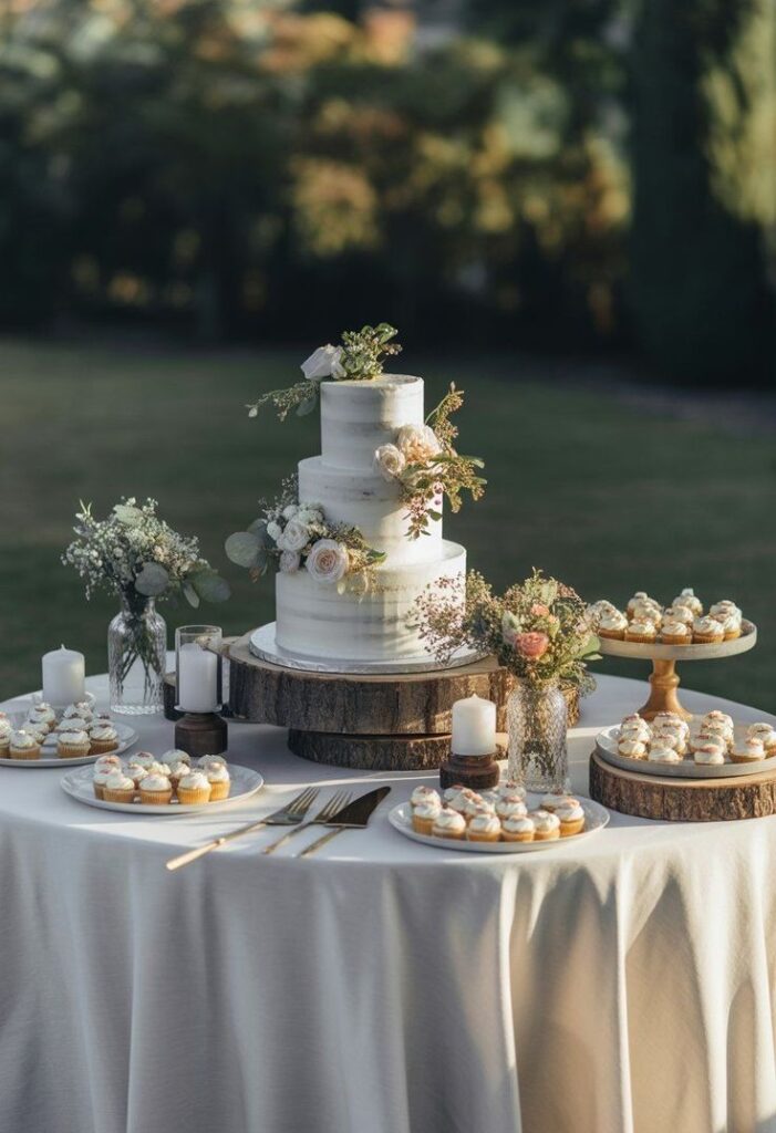 Minimal Cake Focus Dessert Table