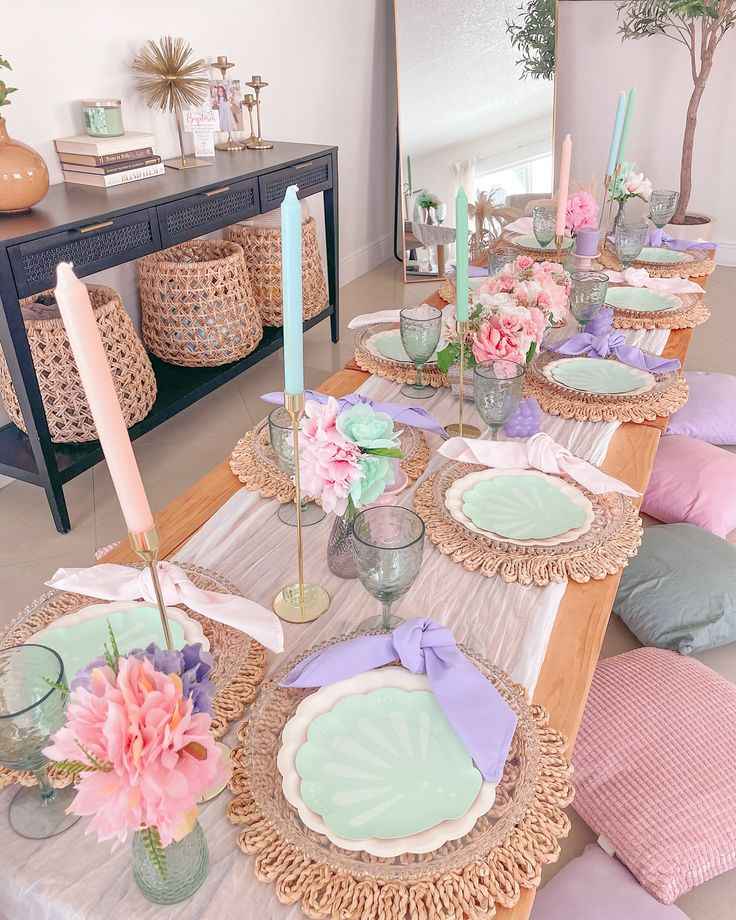 Pastel Theme Table Setup