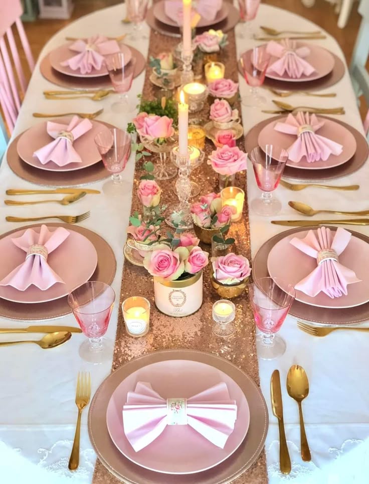 Pink and Rose Gold Brunch Table