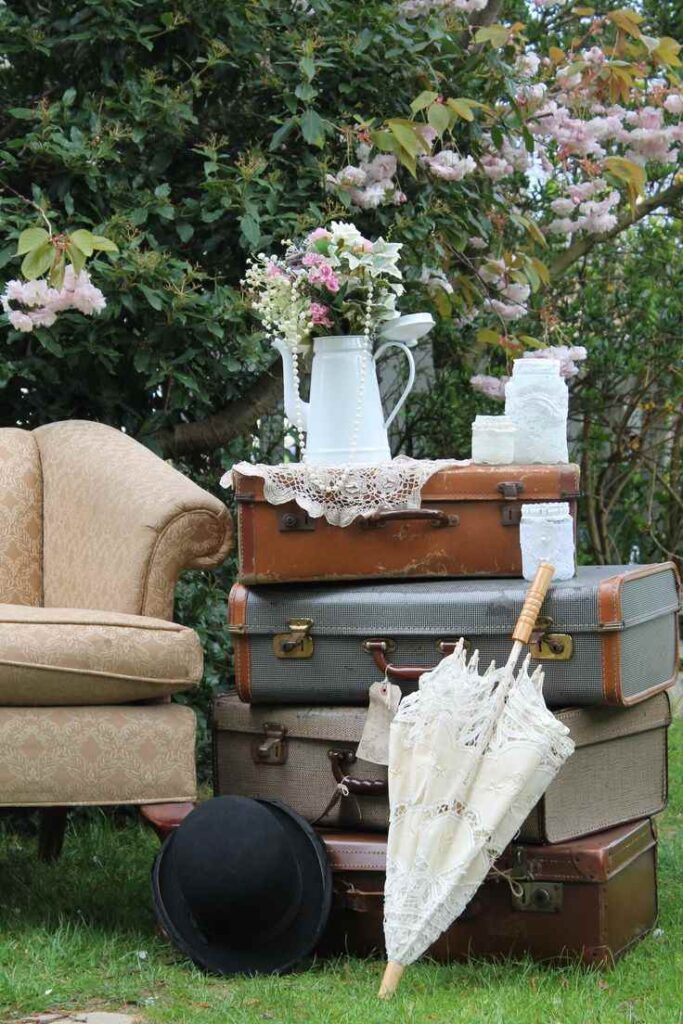 Tea Party With Vintage Suitcase Display