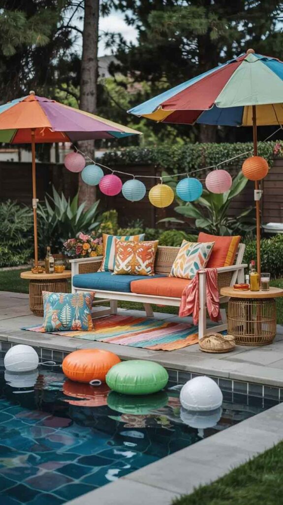 Tropical Color Poolside Setup