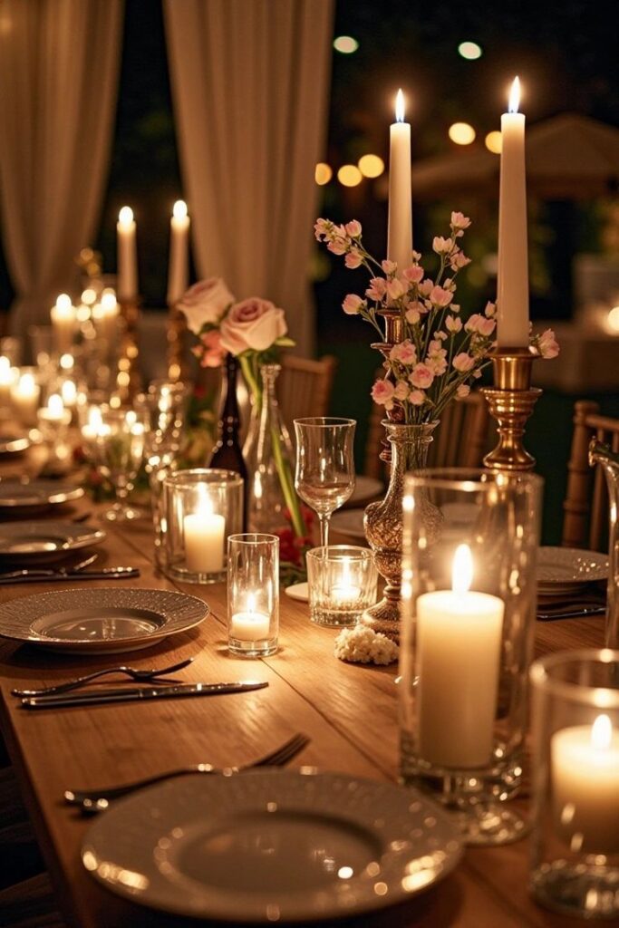 Candlelit Dinner Party Setup