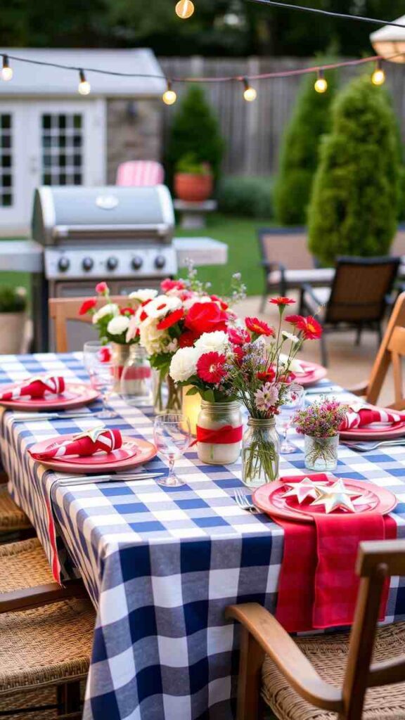 Classic Red, White, and Blue Picnic Setup