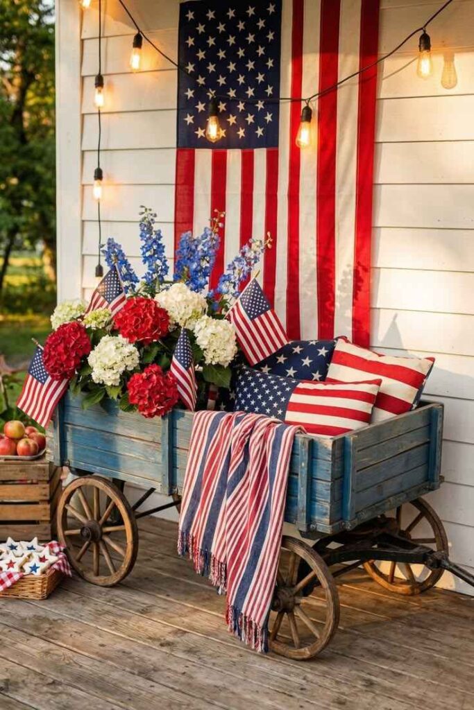 Flag-Themed Porch Decor