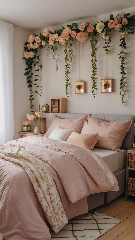 Floral Bed Decor Setup