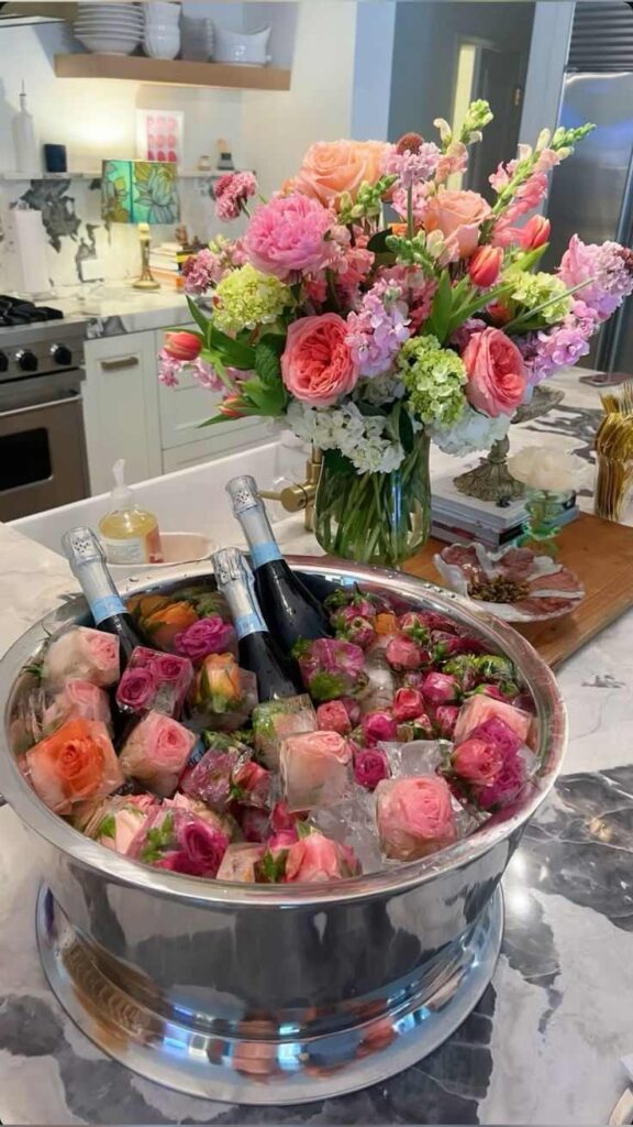 Floral Drink Garnish Setup