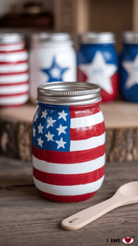 Painted Stripe Mason Jar