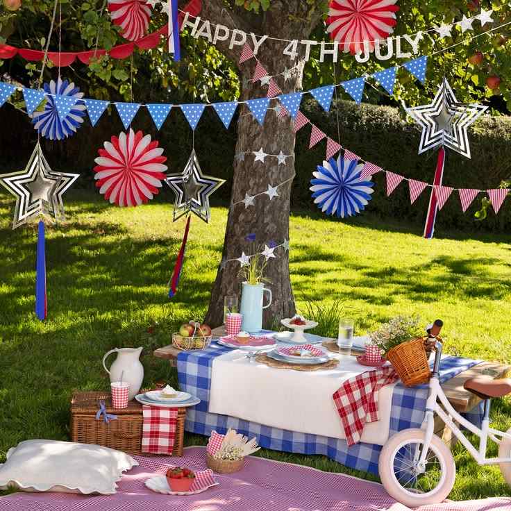Patriotic Camping Party Setup