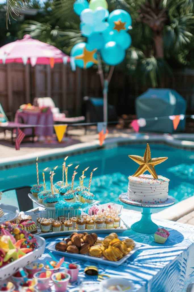 Poolside Birthday Party Setup