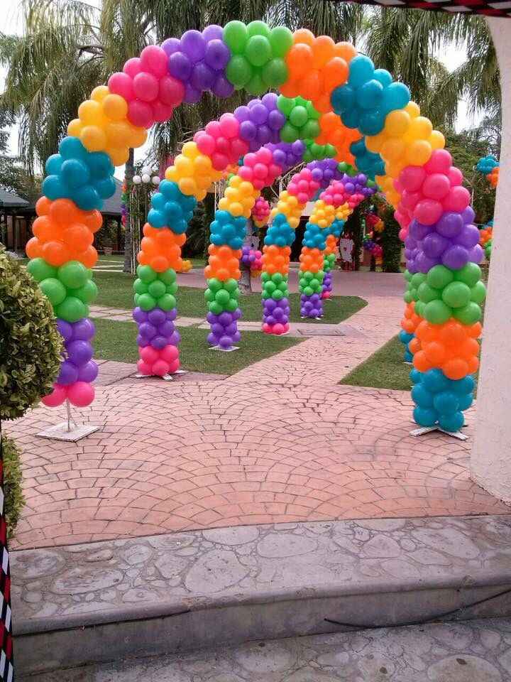 Rainbow Balloon Arch Entrance