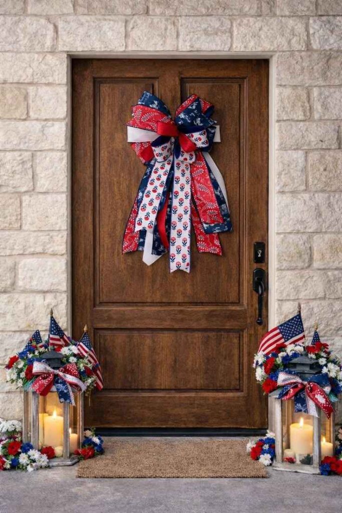 Red, White, and Blue Ribbon Wrap Decor