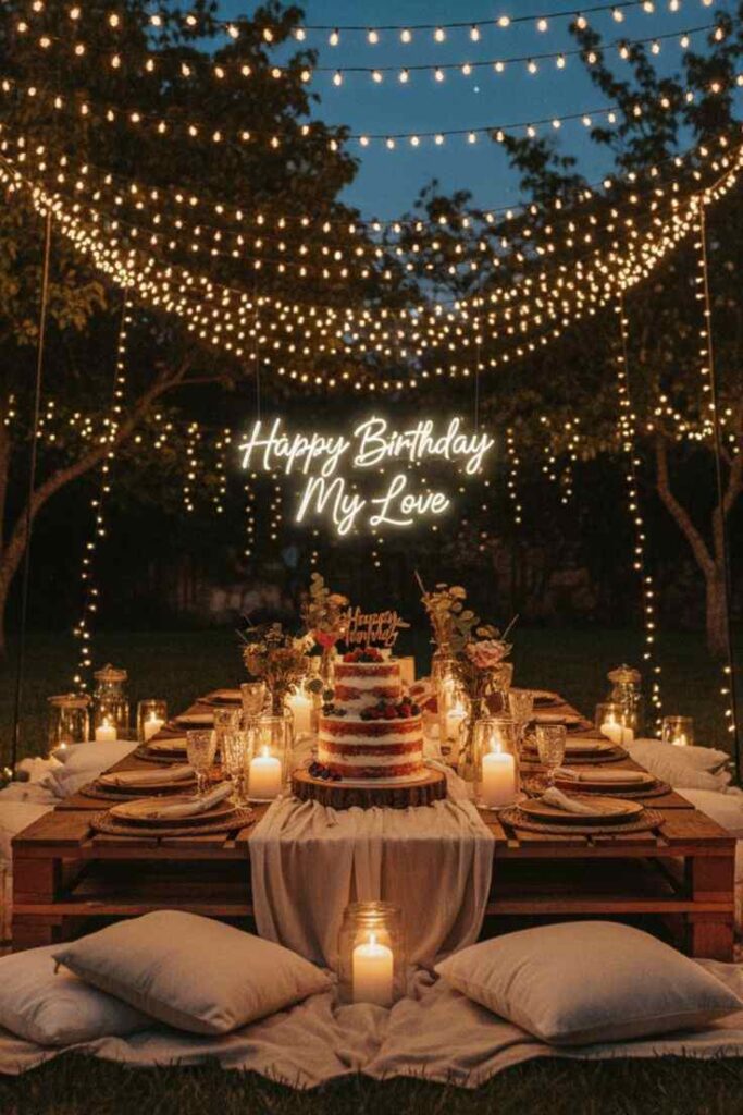 Romantic Evening Birthday Setup