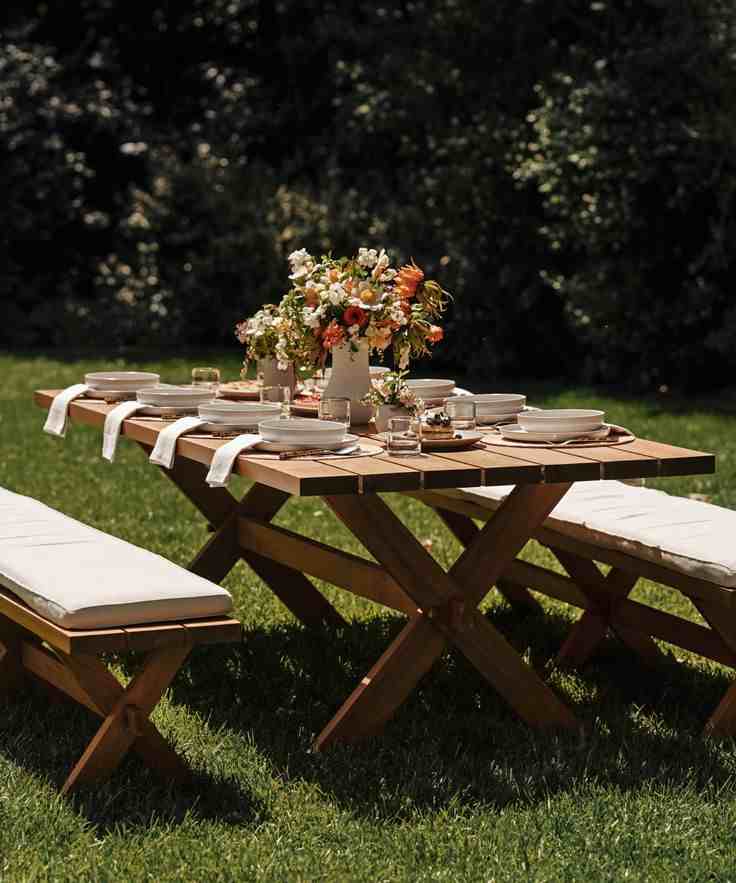 Rustic Wood Picnic Setup