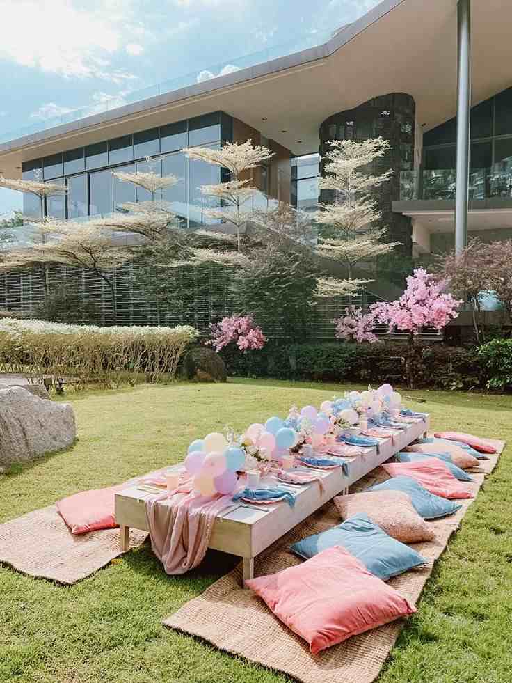 Soft Pastel Picnic Setup