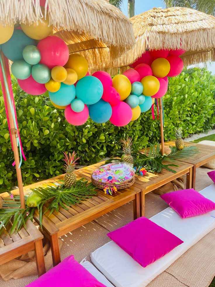 Tropical Backyard Birthday Setup