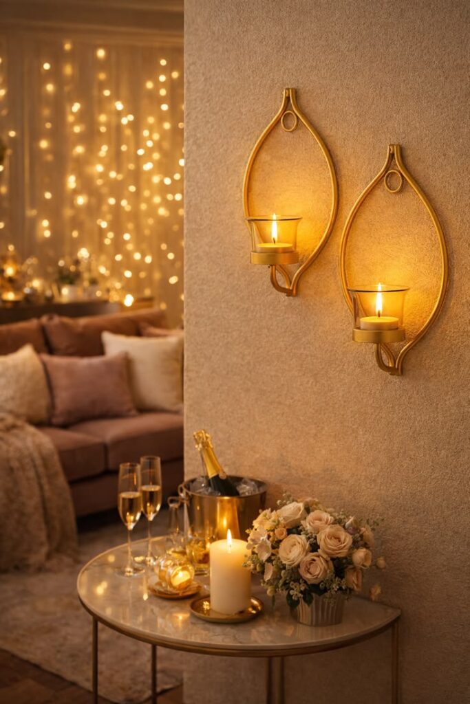 Warm Candlelight Living Room Setup