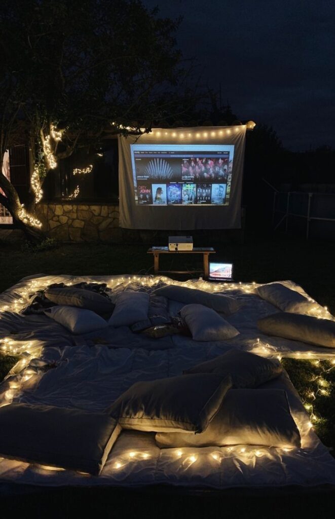 Backyard Movie Night Setup