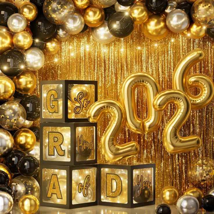 Black and Gold Glam Graduation Party