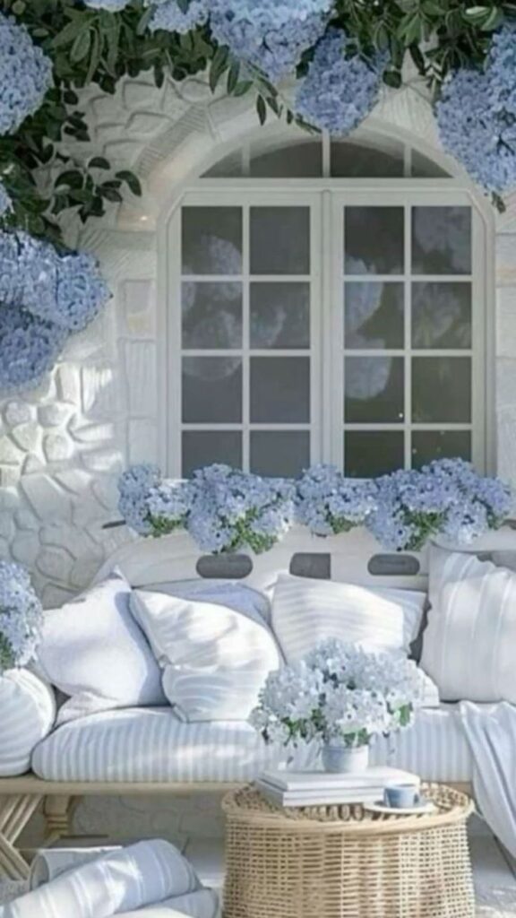Blue Hydrangea Cottage Corner