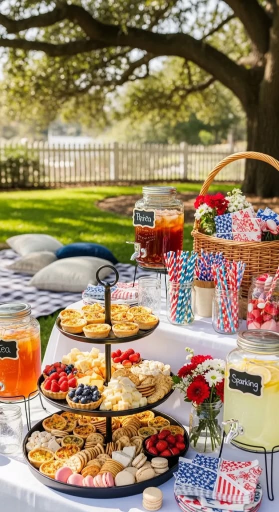 Boho Patriotic Picnic Setup