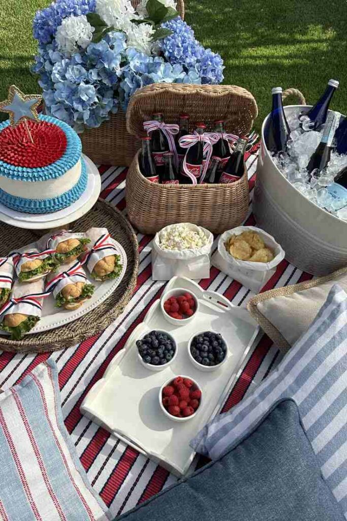 Classic Red, White, and Blue Blanket Setup