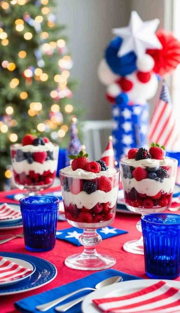 Classic Red White and Blue Dessert Table