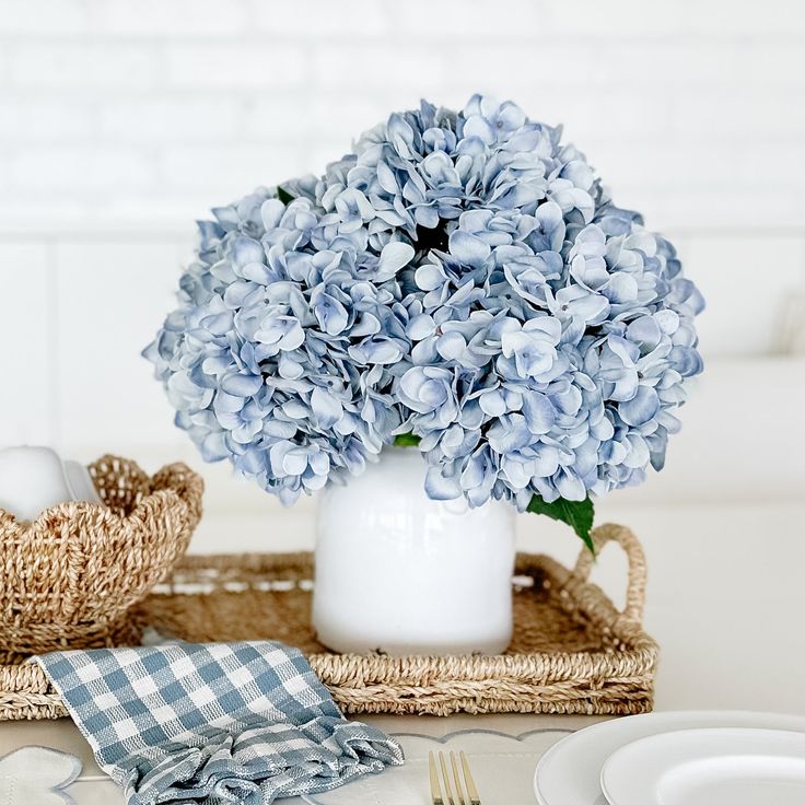 Coastal Blue Hydrangea Entryway Display