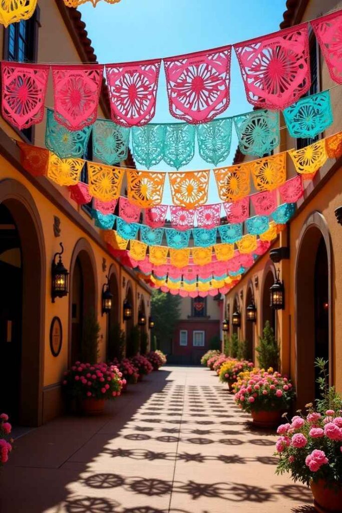 Colorful Papel Picado Party Entrance