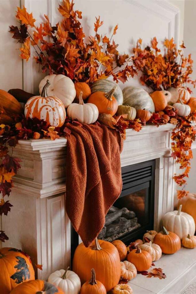 Cozy Pumpkin Layered Mantel