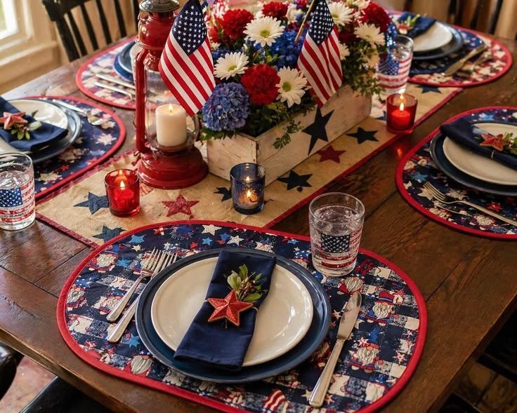 Farmhouse Style Patriotic Table