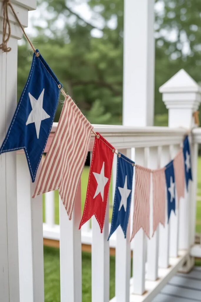 Flag Garland Porch Railing Decor