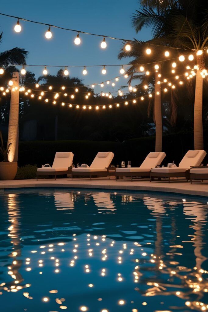 Garden Pool Party Under the Lights