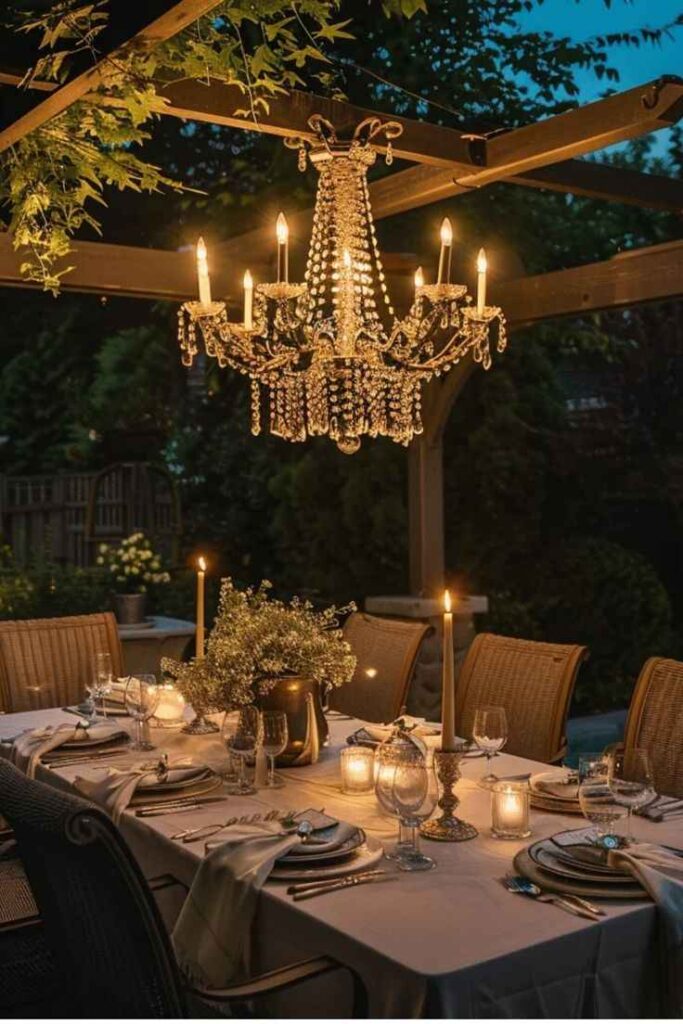 Grand Chandelier Garden Dining