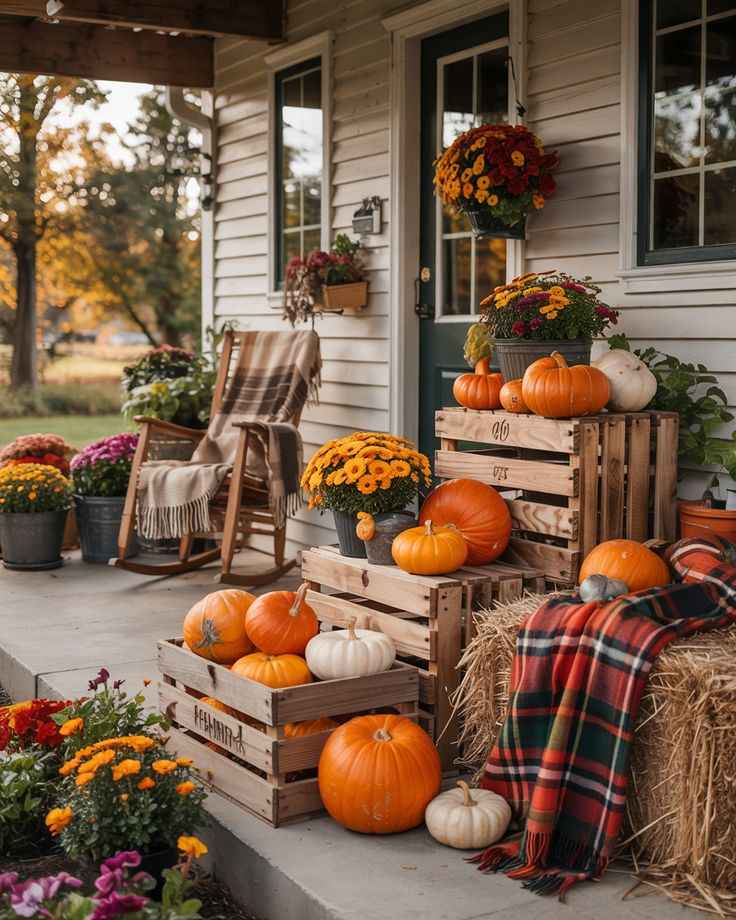 Layered Pumpkin Harvest Porch