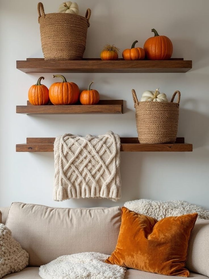 Mini Pumpkin Shelf Styling