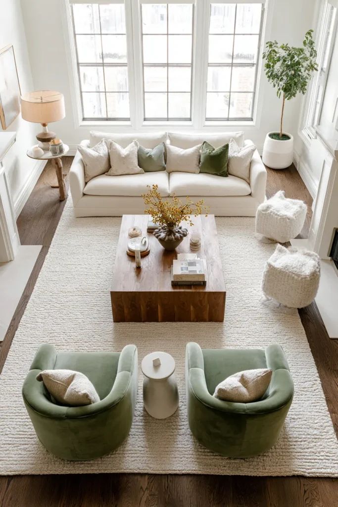 Minimalist White and Linen Living Room