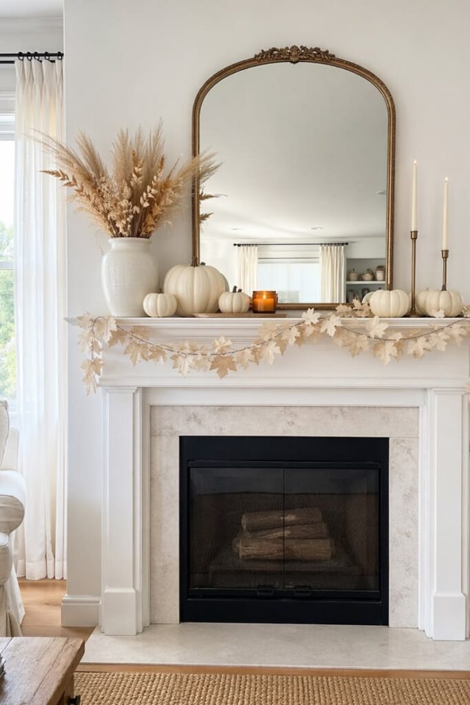 Neutral Fall Mantel Styling