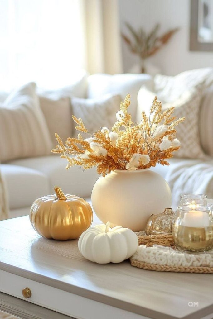 Neutral Pumpkin Coffee Table Styling