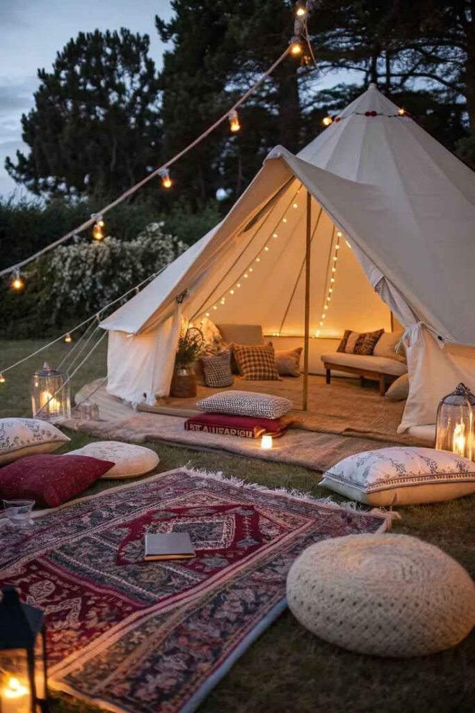 Outdoor Tent Lounge Setup