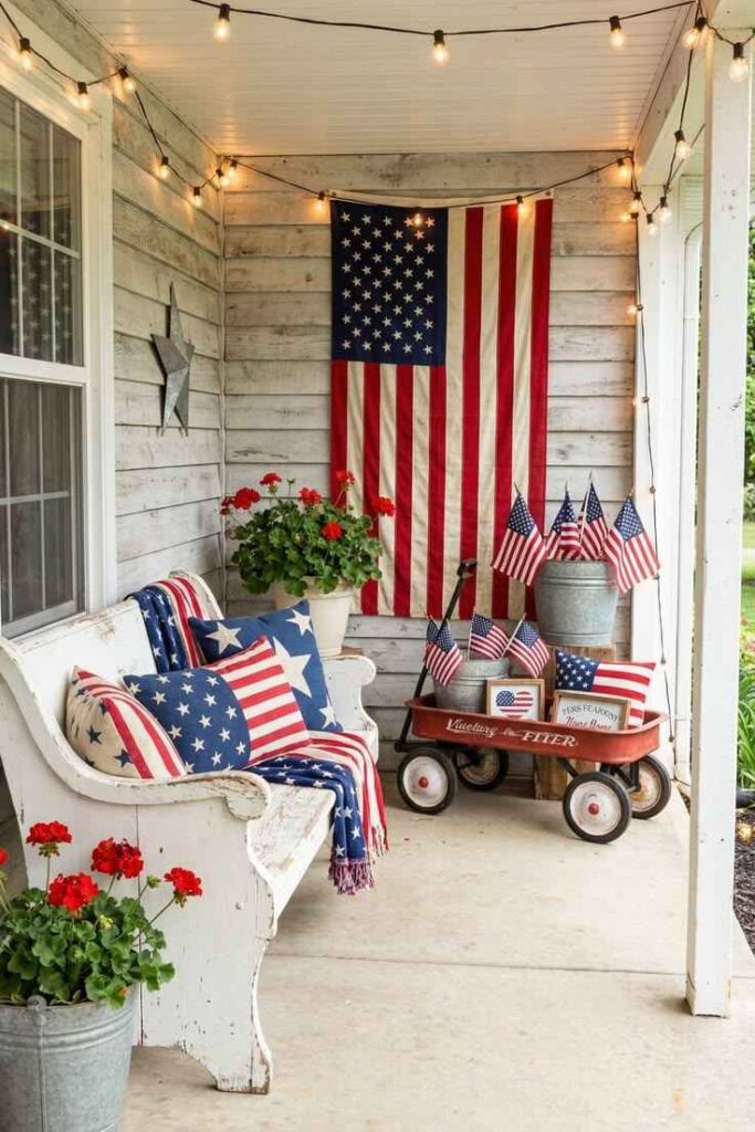Patriotic Pillow Porch Styling