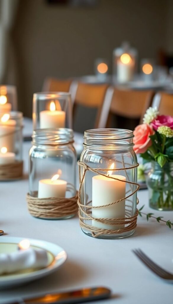 Rustic Mason Jar Candle Holders