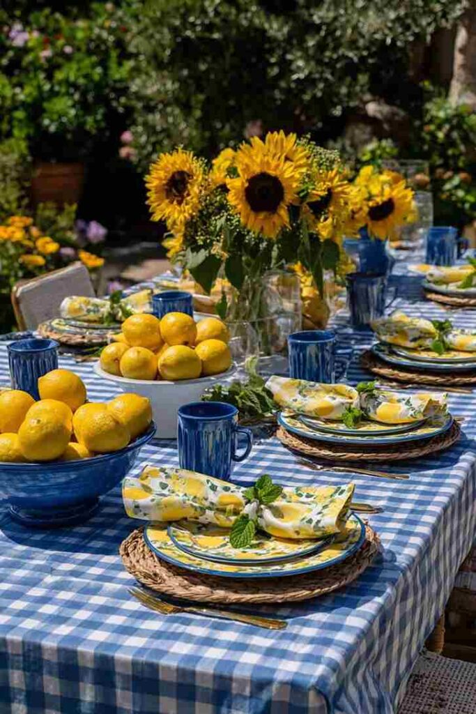 Sunflower and Lemon Tablescape