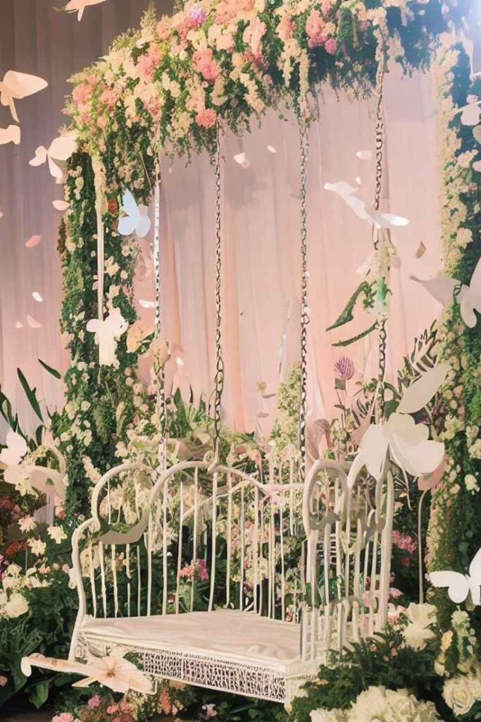 Swan Princess Floral Swing Setup