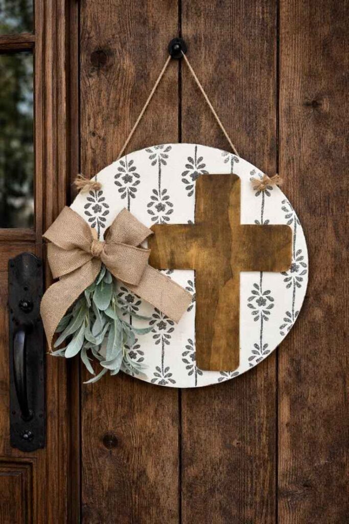 Wooden Cross Welcome Door Hanger