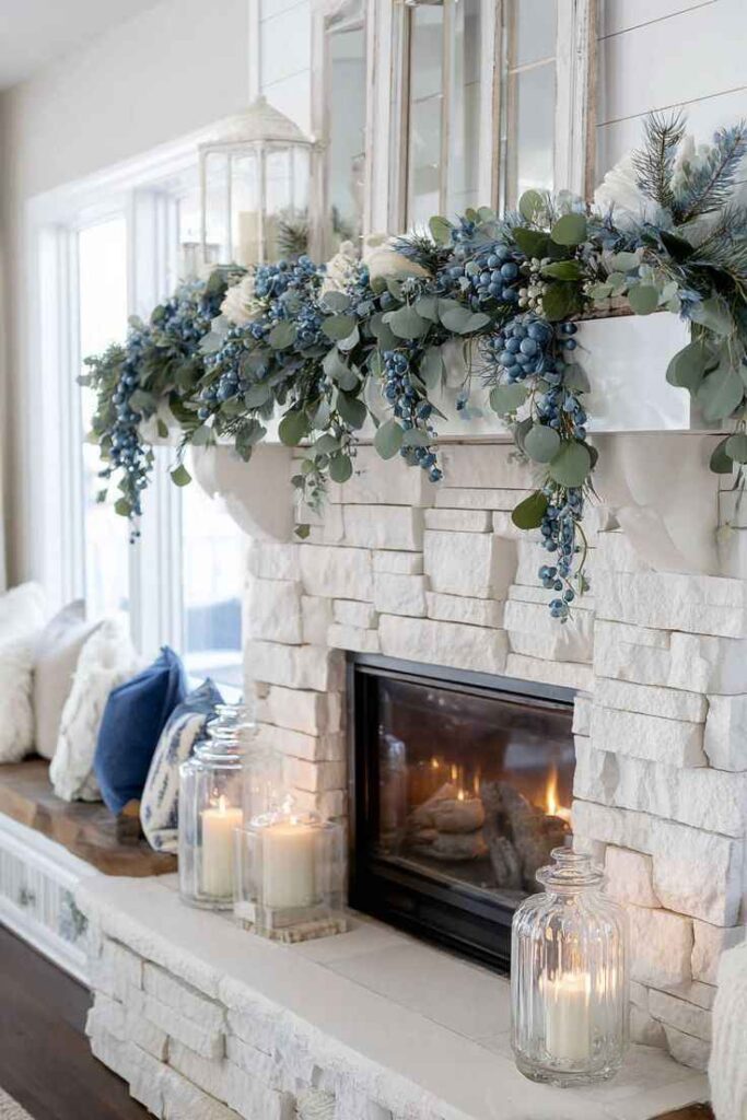 Coastal Blue and White Mantel