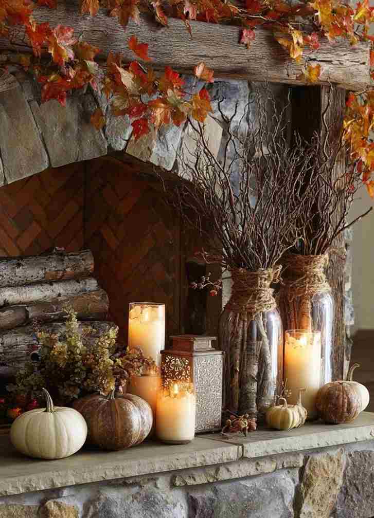 Fall Fellowship Hall Mantel Decor